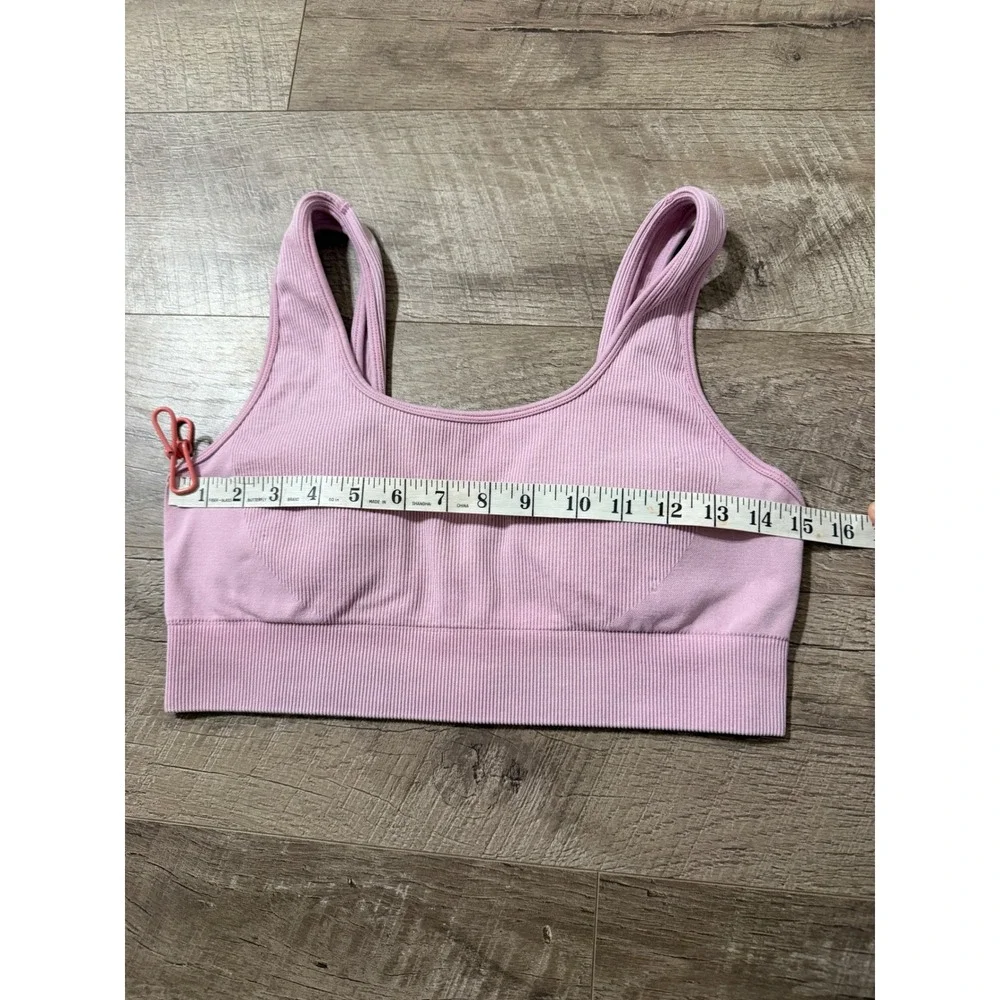 Ribbed Seamless Padded Sports Bra Lilac Purple Large XL